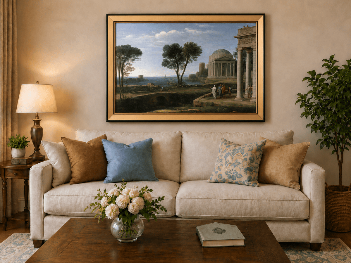 Landscape Oil Painting - Classical Coastal Ancient Architecture