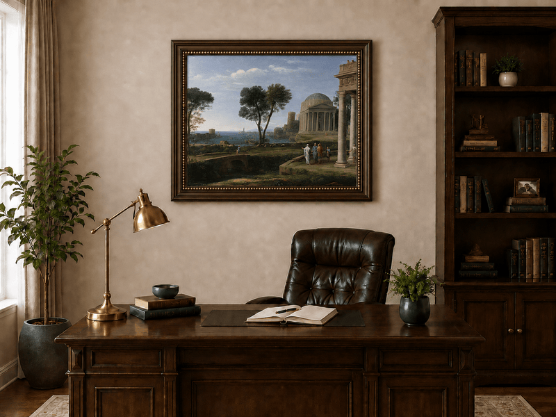 Landscape Oil Painting - Classical Coastal Ancient Architecture