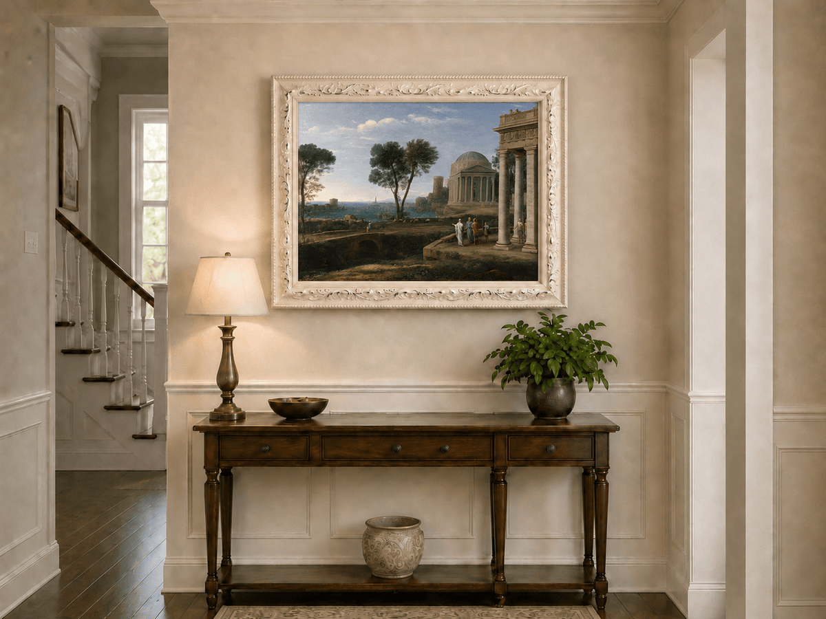 Landscape Oil Painting - Classical Coastal Ancient Architecture
