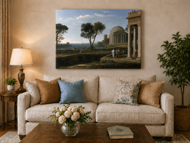 Landscape Oil Painting - Classical Coastal Ancient Architecture
