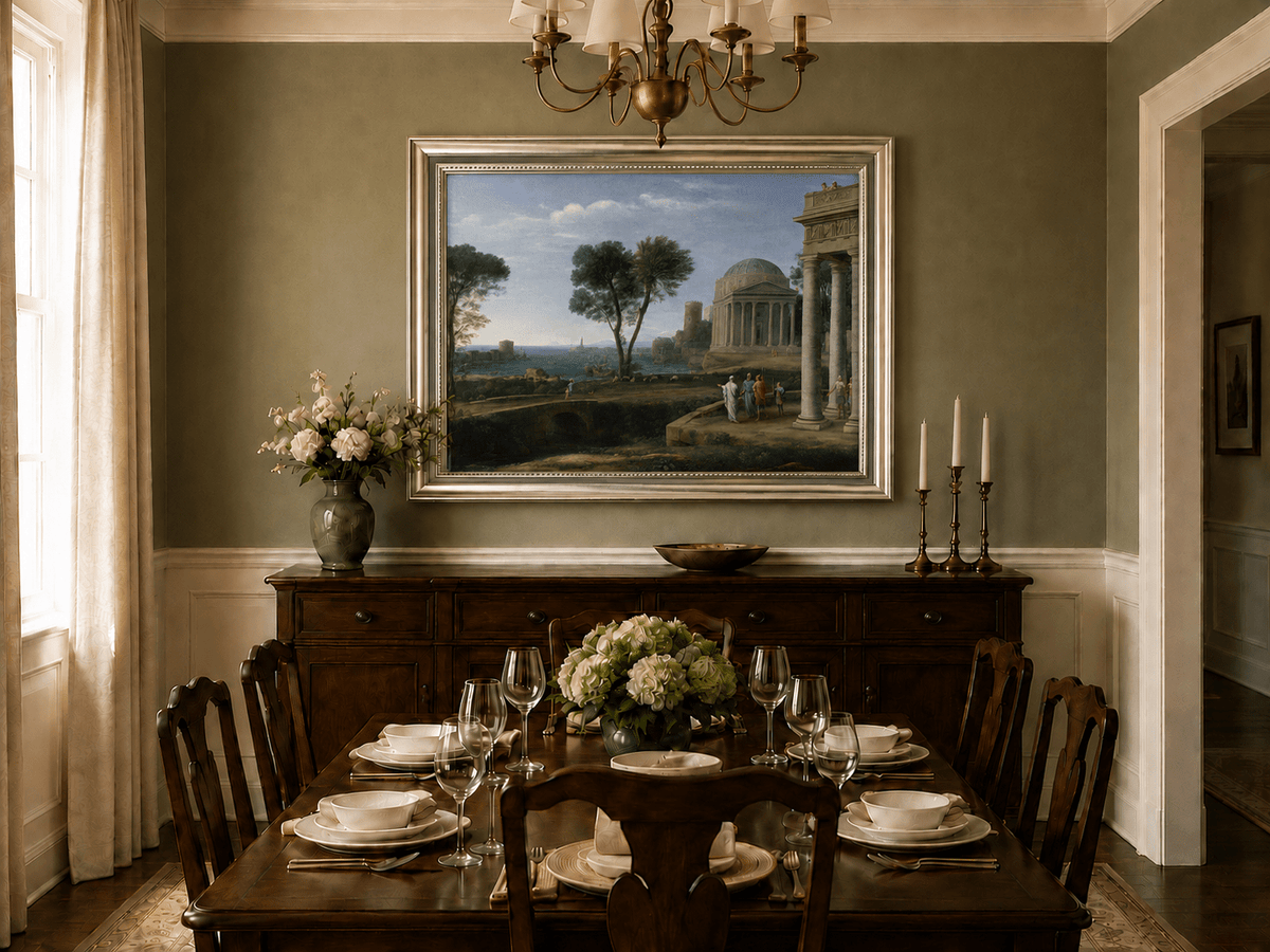 Landscape Oil Painting - Classical Coastal Ancient Architecture