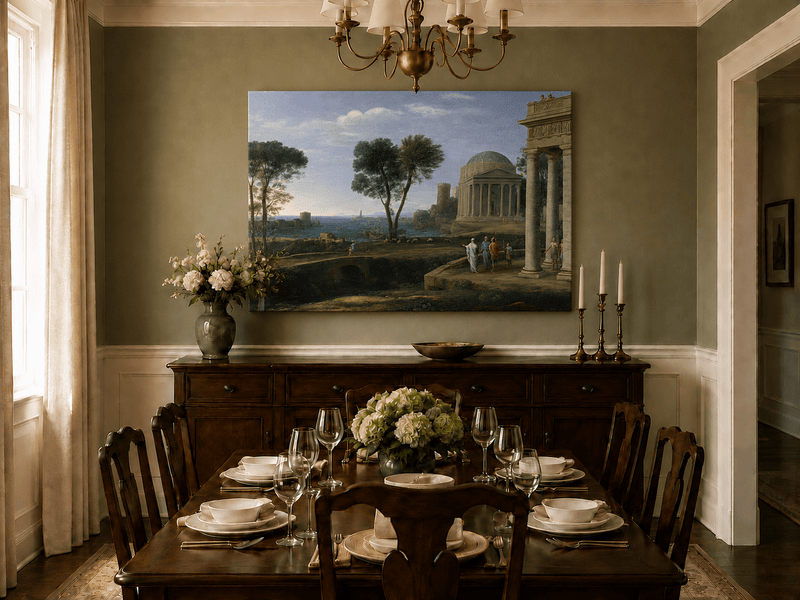 Landscape Oil Painting - Classical Coastal Ancient Architecture