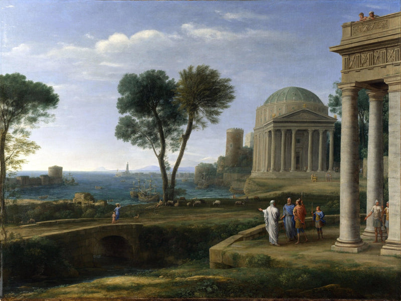 Landscape Oil Painting - Classical Coastal Scene with Ancient Architecture - Oil Painting Haven