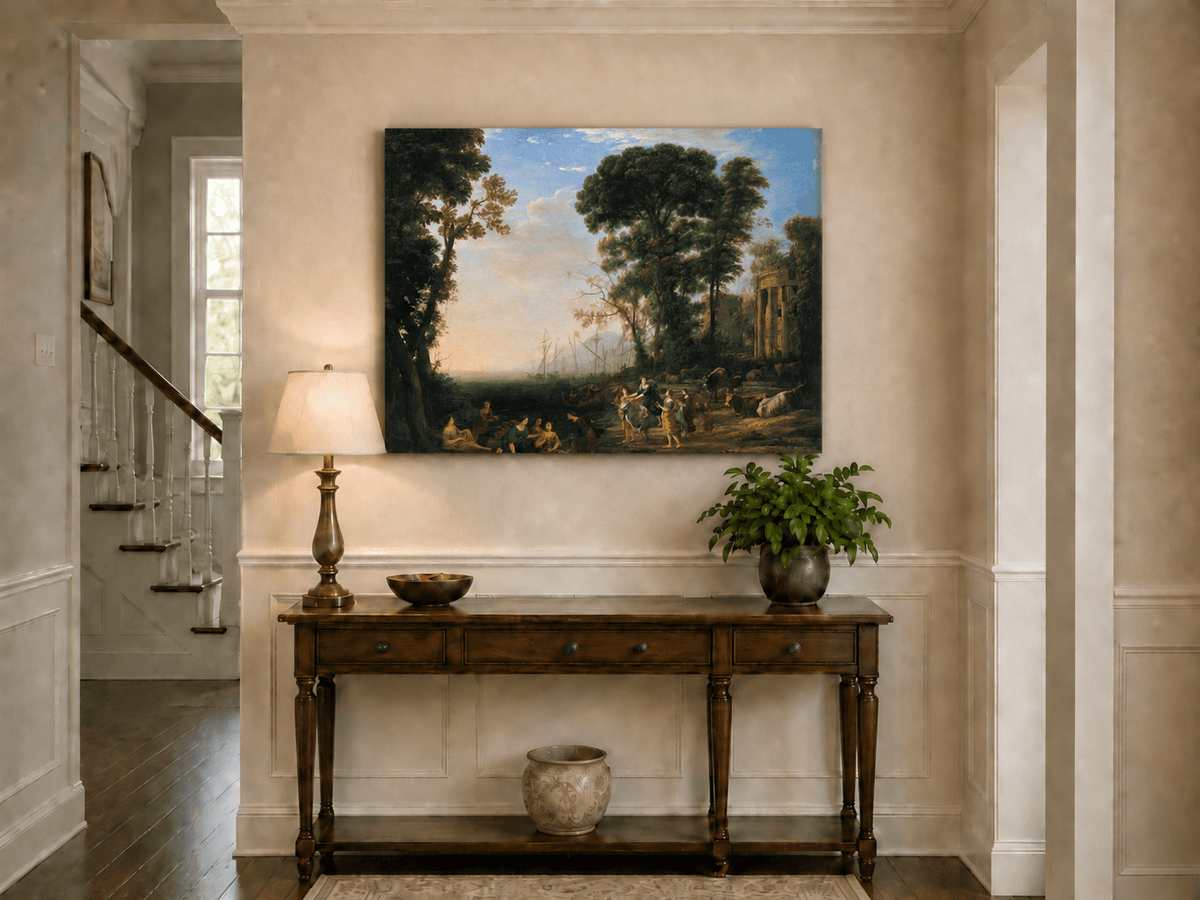 Landscape Oil Painting - Classical Coastal Scene with Figures