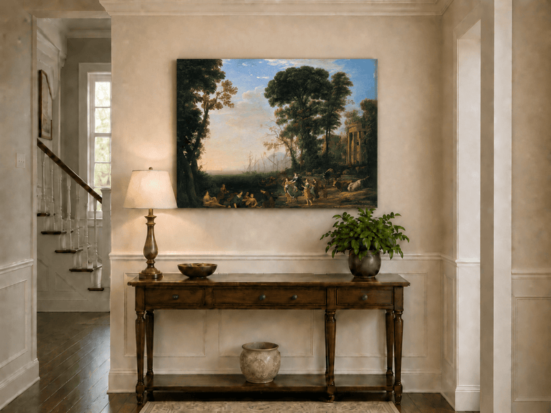 Landscape Oil Painting - Classical Coastal Scene with Figures