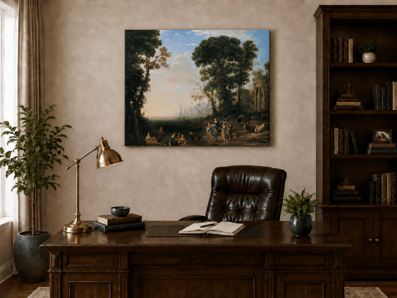 Landscape Oil Painting - Classical Coastal Scene with Figures