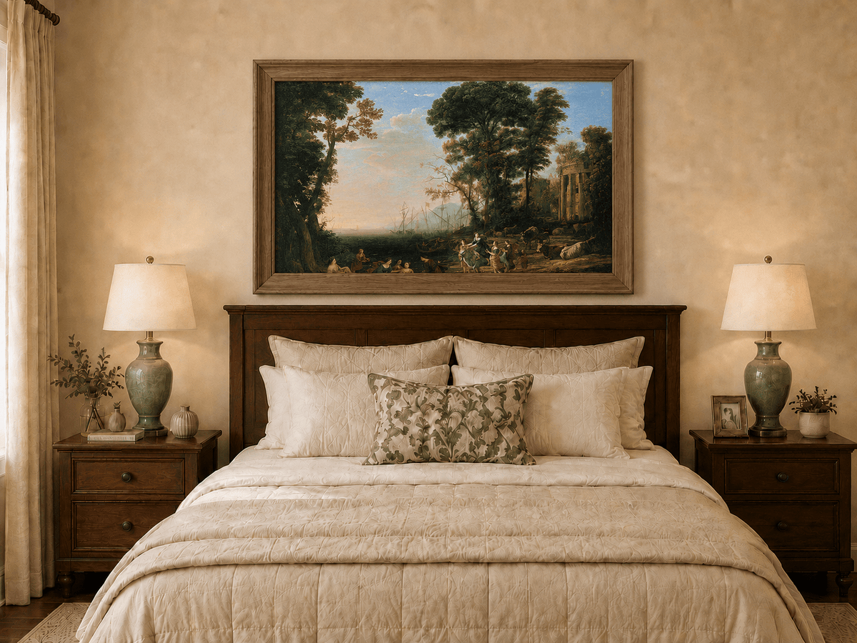 Landscape Oil Painting - Classical Coastal Scene with Figures