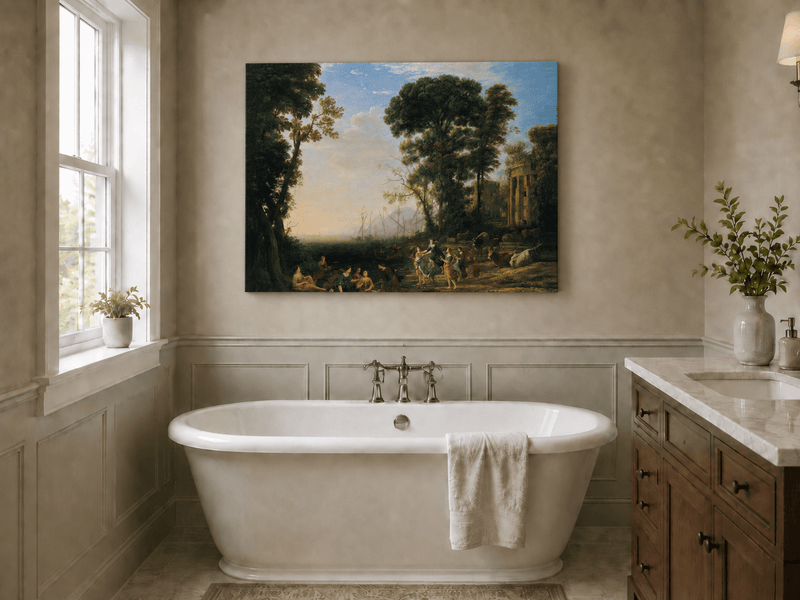 Landscape Oil Painting - Classical Coastal Scene with Figures
