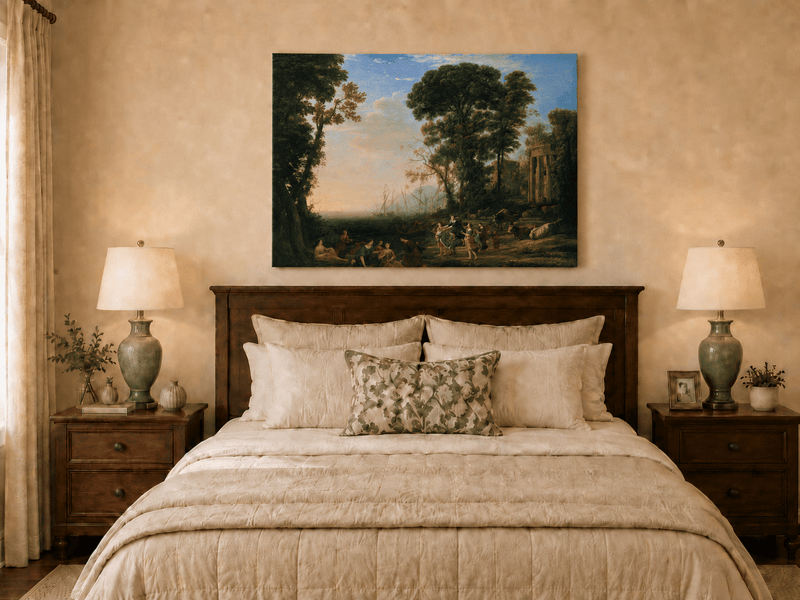 Landscape Oil Painting - Classical Coastal Scene with Figures