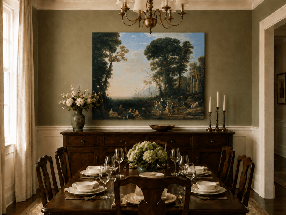 Landscape Oil Painting - Classical Coastal Scene with Figures