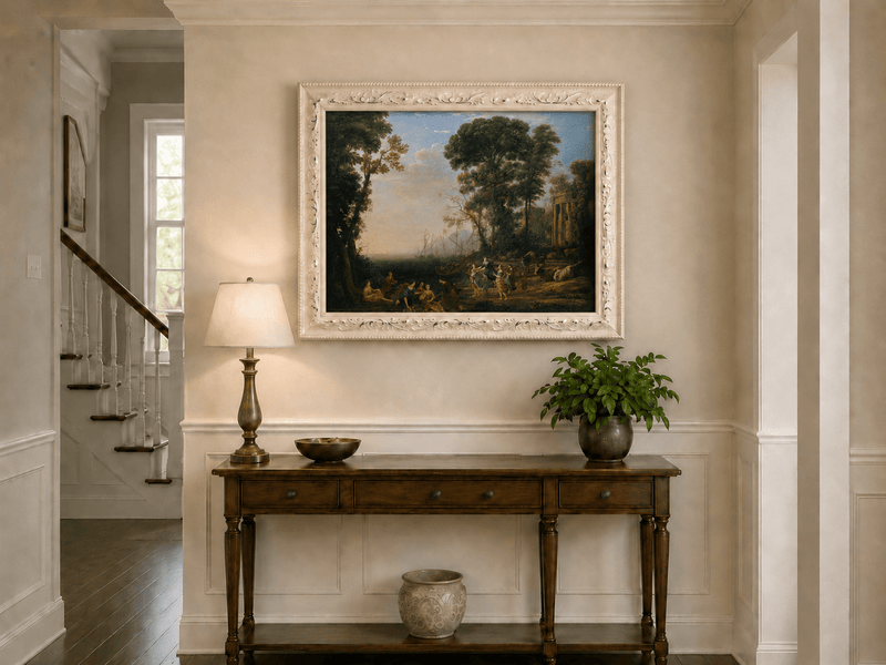 Landscape Oil Painting - Classical Coastal Scene with Figures