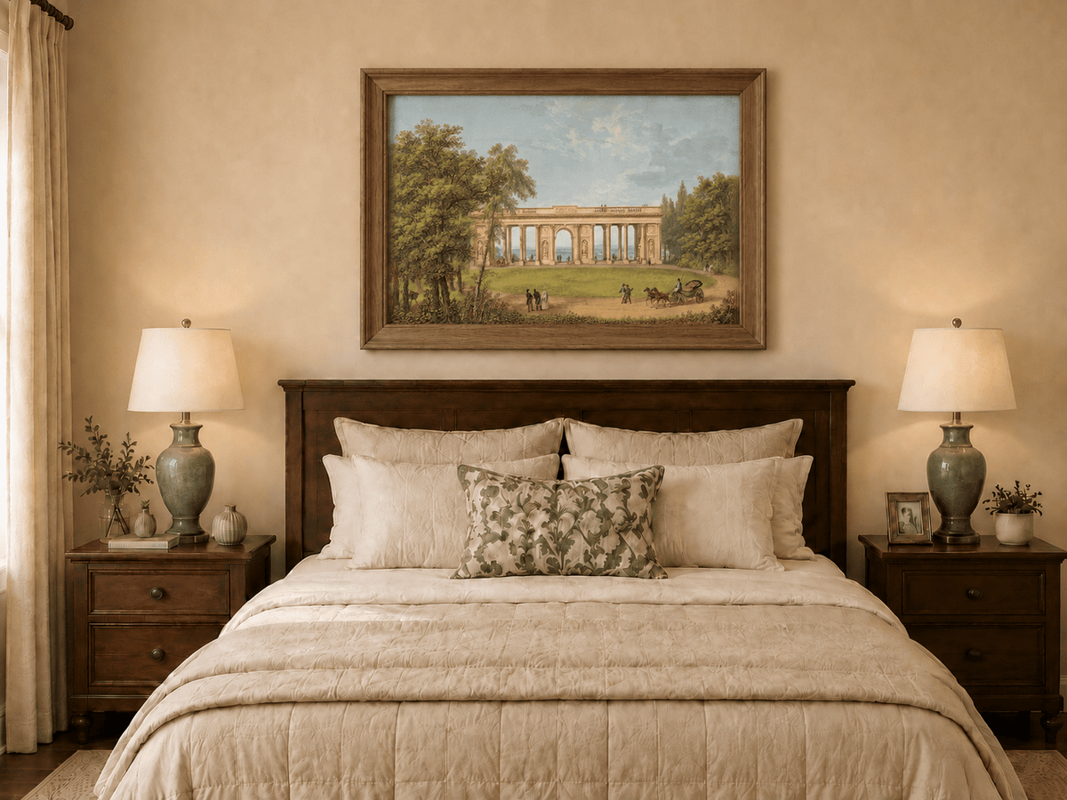 Landscape Oil Painting - Classical Colonnade Park View
