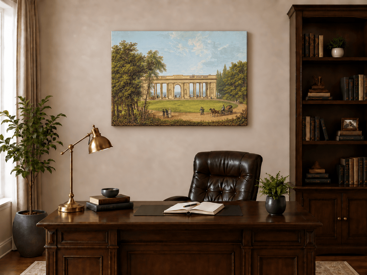 Landscape Oil Painting - Classical Colonnade Park View