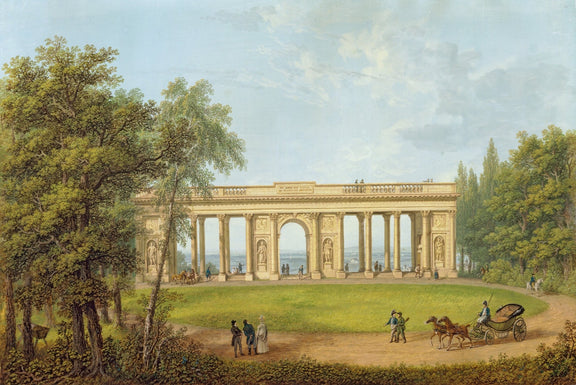 Landscape Oil Painting - Classical Colonnade Park View - Oil Painting Haven