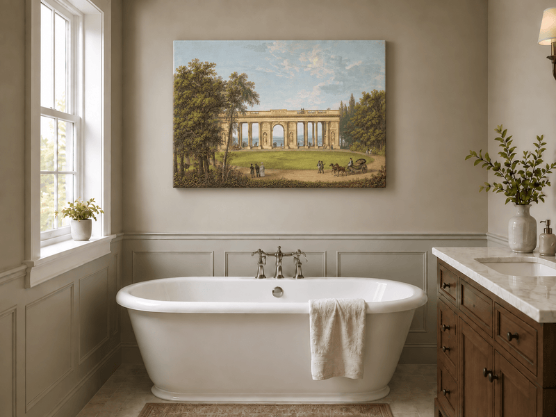 Landscape Oil Painting - Classical Colonnade Park View
