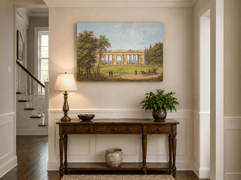 Landscape Oil Painting - Classical Colonnade Park View