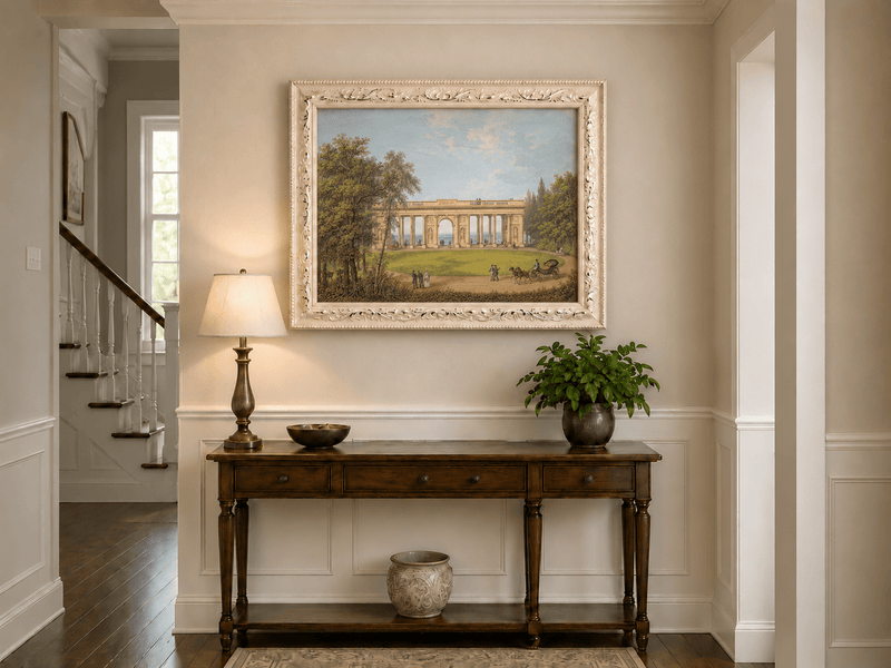 Landscape Oil Painting - Classical Colonnade Park View