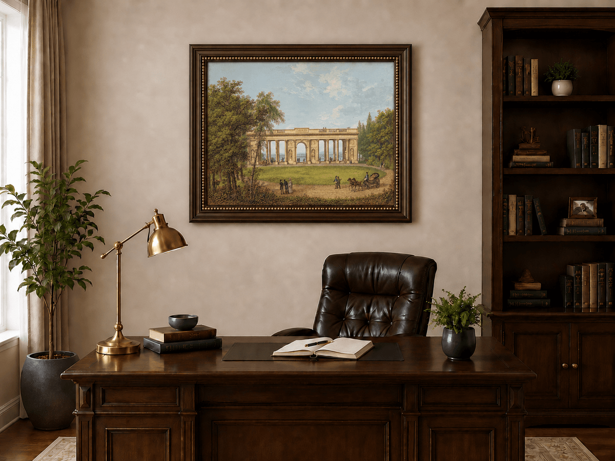 Landscape Oil Painting - Classical Colonnade Park View