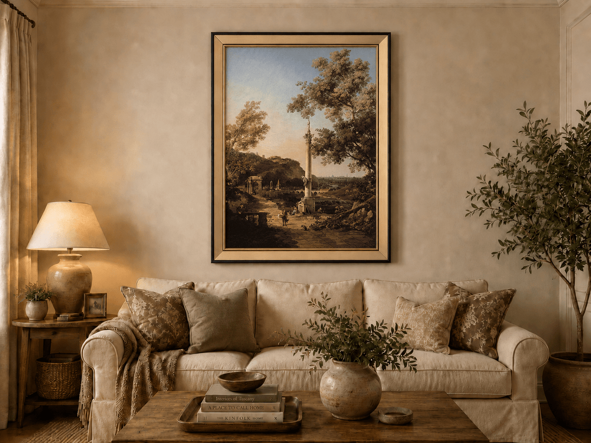 Peinture à l'huile de paysage - Rivière printanière avec pêcheur et arbres