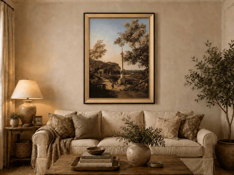 Peinture à l'huile de paysage - Rivière printanière avec pêcheur et arbres