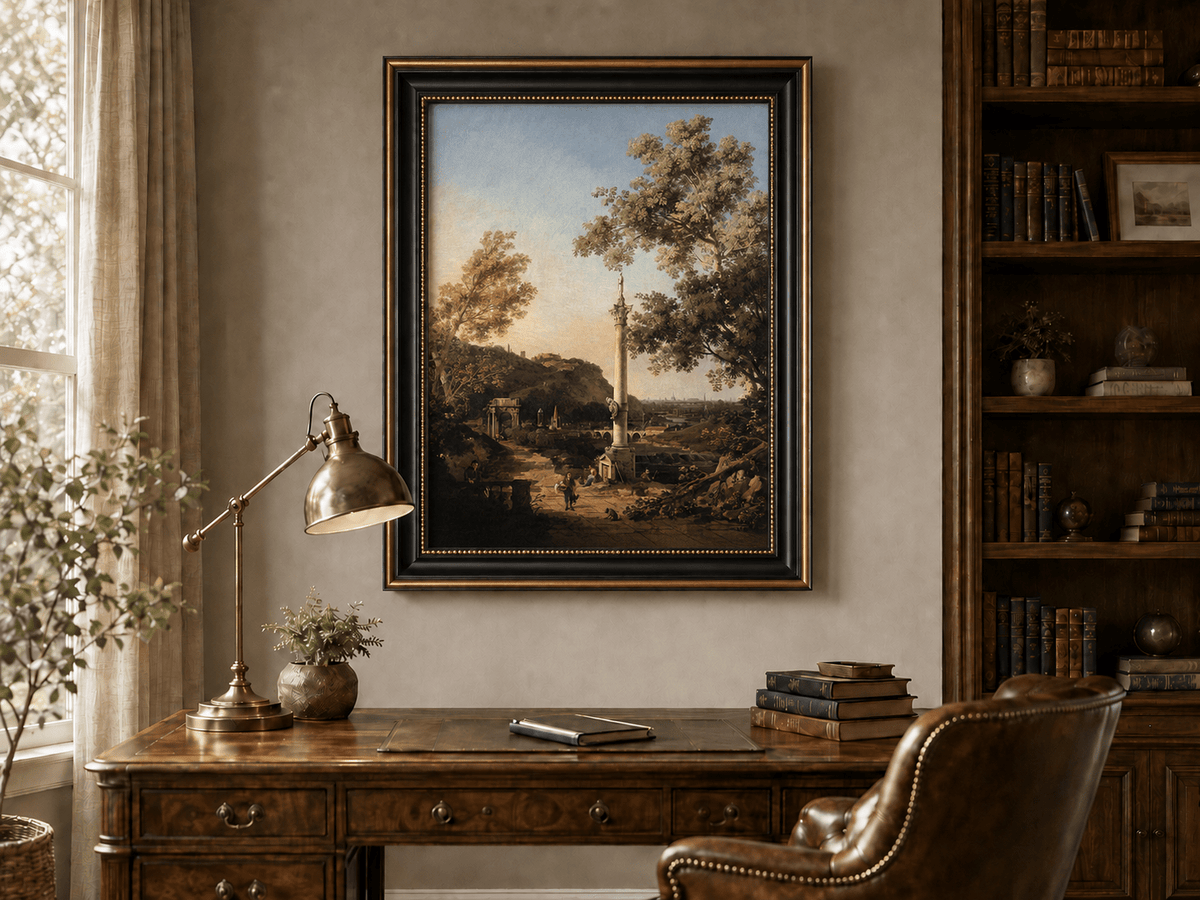 Peinture à l'huile de paysage - Rivière printanière avec pêcheur et arbres