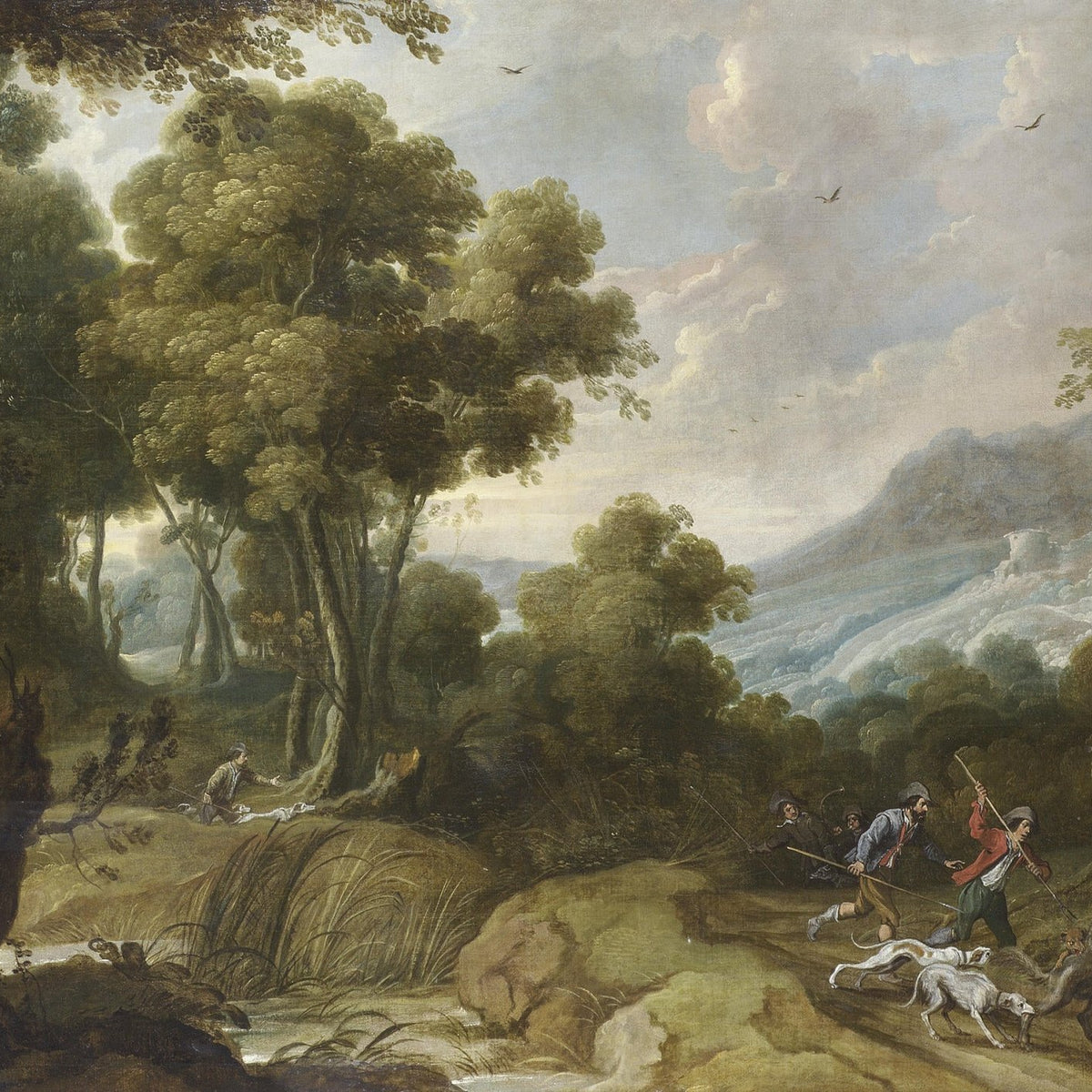 Landscape Oil Painting - Classical Forest Hunt Scene - Oil Painting Haven