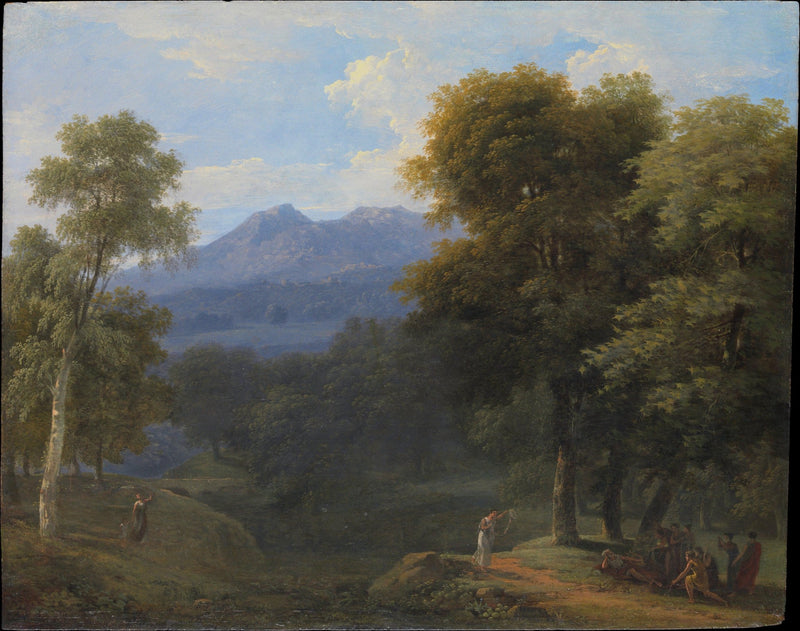 Landscape Oil Painting - Classical Forest Landscape with Figures