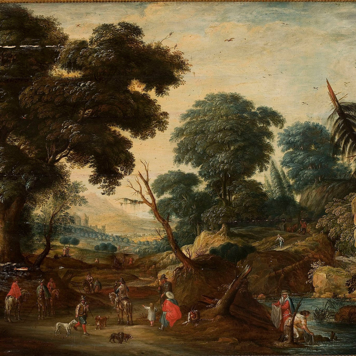 Landscape Oil Painting - Classical Forest Road with Figures - Oil Painting Haven