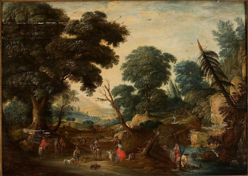 Landscape Oil Painting - Classical Forest Road with Figures - Oil Painting Haven
