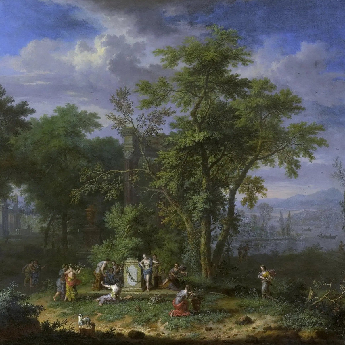 Landscape Oil Painting - Classical Forest Scene with Figures and Ruins - Oil Painting Haven