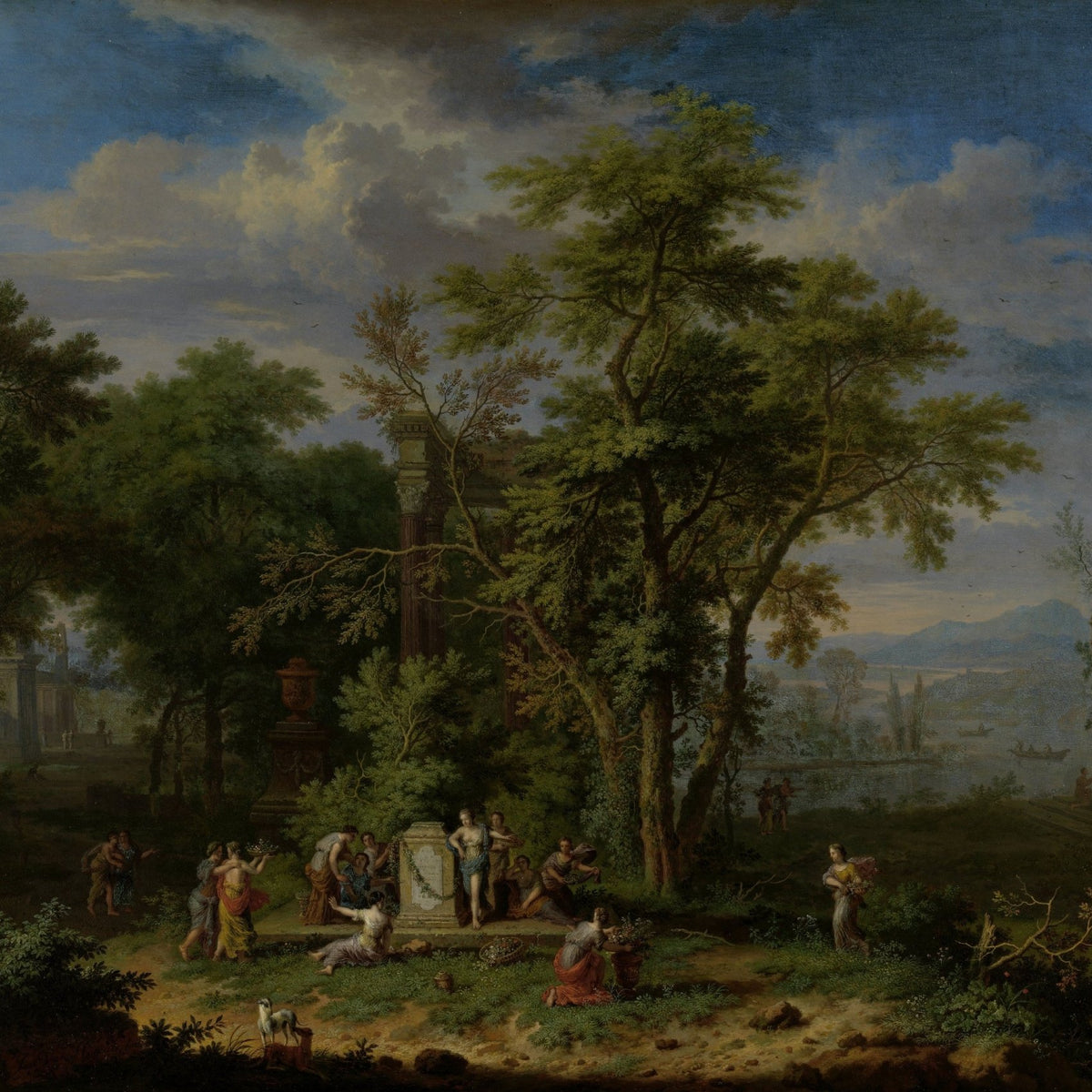 Landscape Oil Painting - Classical Forest Scene with Figures and Ruins - Oil Painting Haven