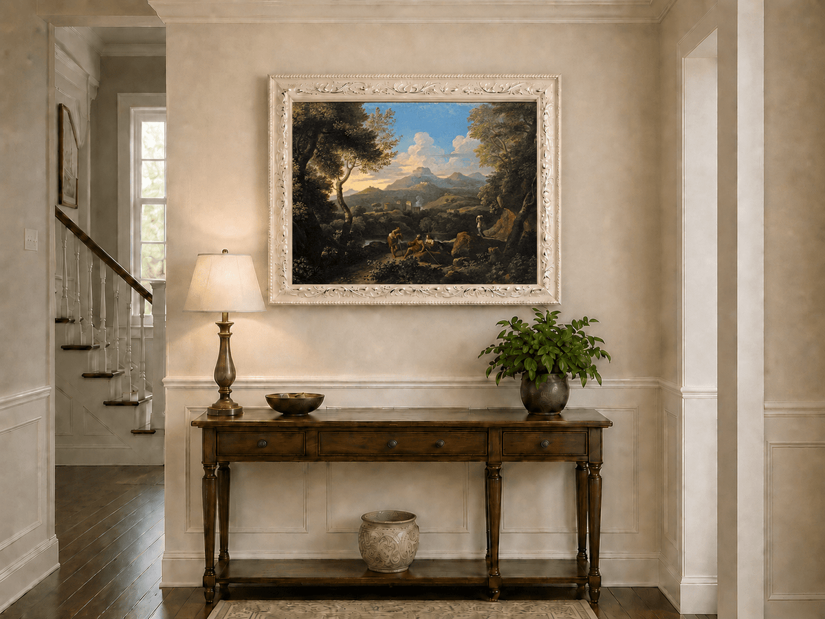 Landscape Oil Painting - Classical Hillside with Figures