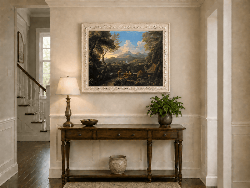 Landscape Oil Painting - Classical Hillside with Figures