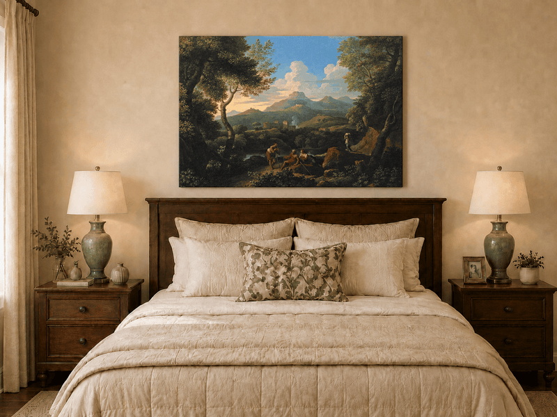 Landscape Oil Painting - Classical Hillside with Figures