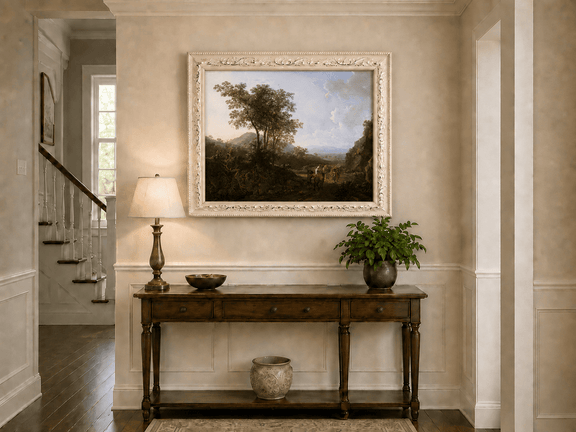 Classical Italian countryside hand-painted oil artwork shown as home wall decor.