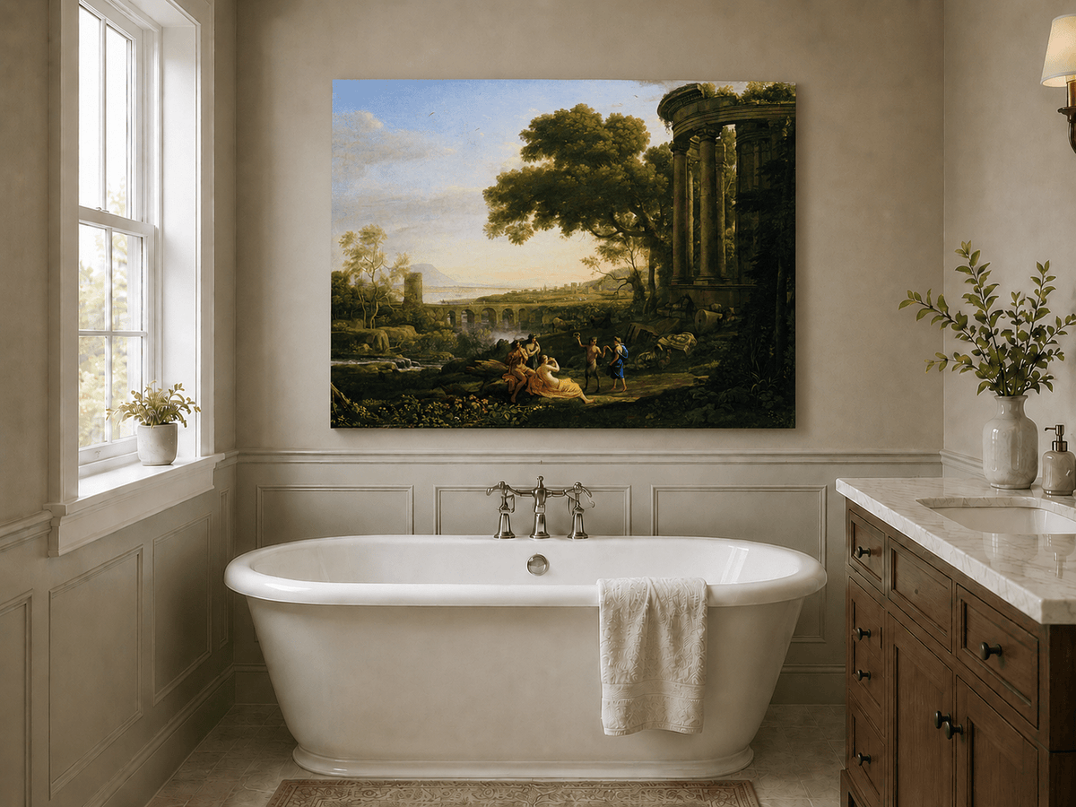 Ölgemälde Landschaft - Klassische Landschaft mit Figuren & Ruinen