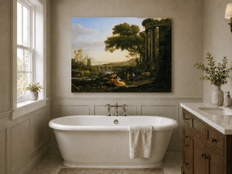 Ölgemälde Landschaft - Klassische Landschaft mit Figuren & Ruinen