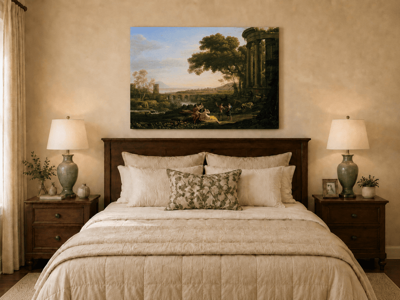 Ölgemälde Landschaft - Klassische Landschaft mit Figuren & Ruinen