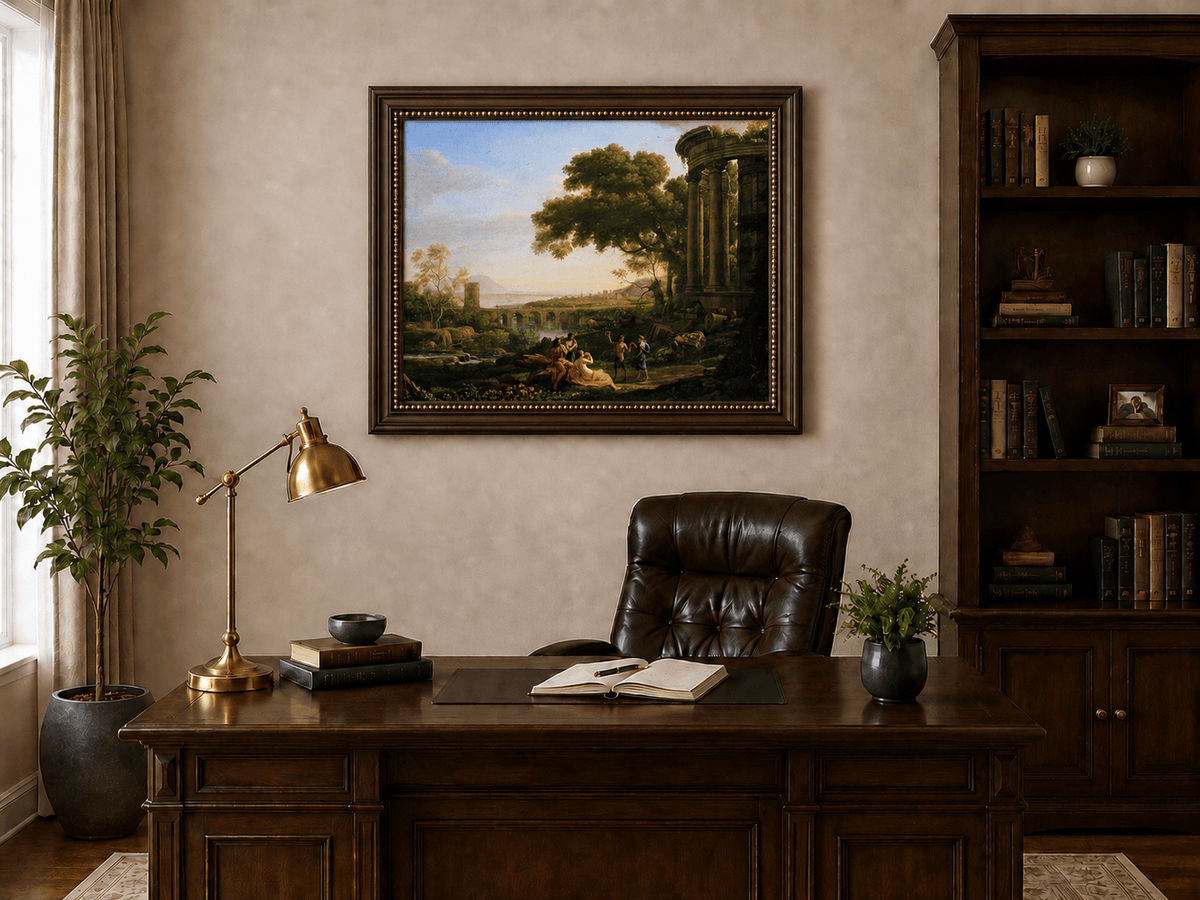 Ölgemälde Landschaft - Klassische Landschaft mit Figuren & Ruinen