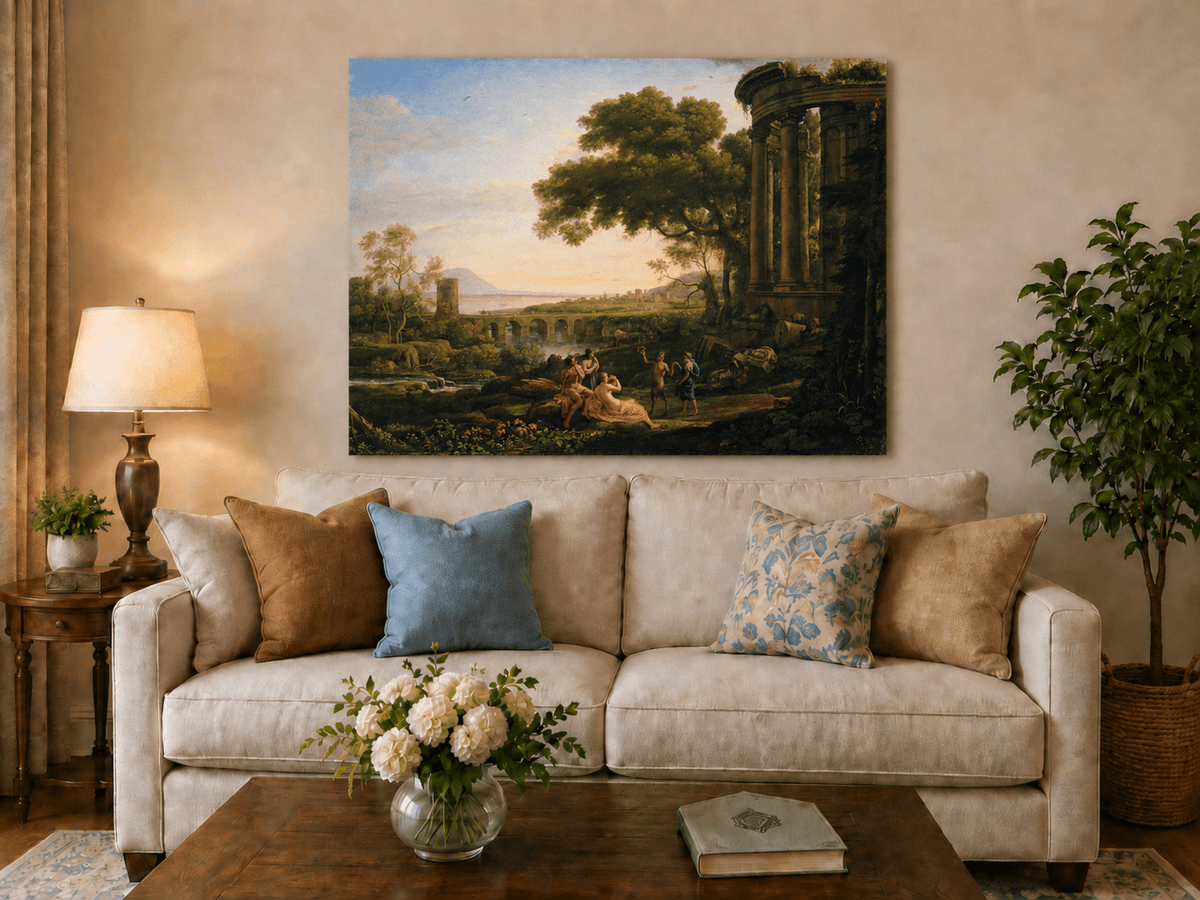 Ölgemälde Landschaft - Klassische Landschaft mit Figuren & Ruinen