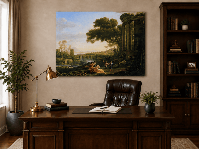 Ölgemälde Landschaft - Klassische Landschaft mit Figuren & Ruinen