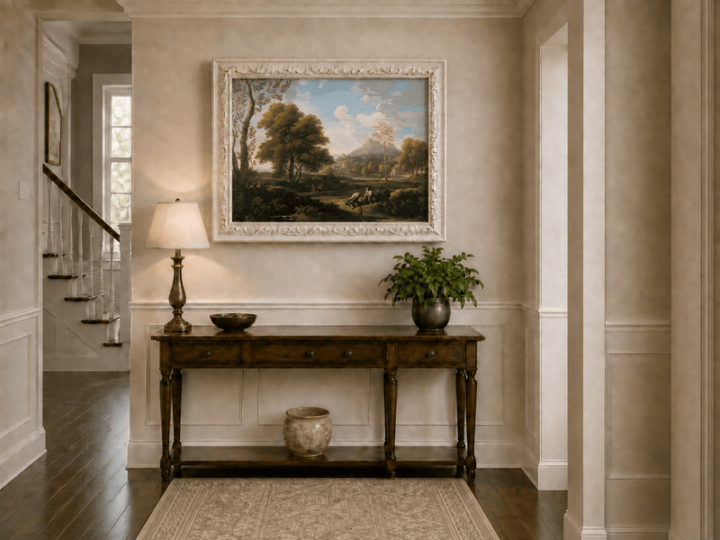 Landscape Oil Painting - Classical Mountain Village Landscape