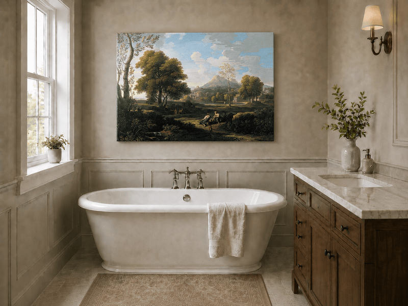 Landscape Oil Painting - Classical Mountain Village Landscape