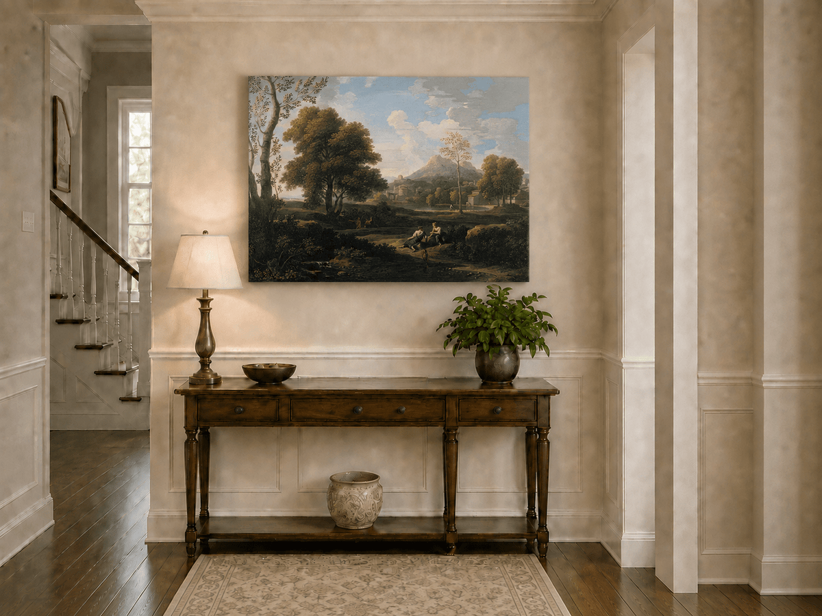 Landscape Oil Painting - Classical Mountain Village Landscape