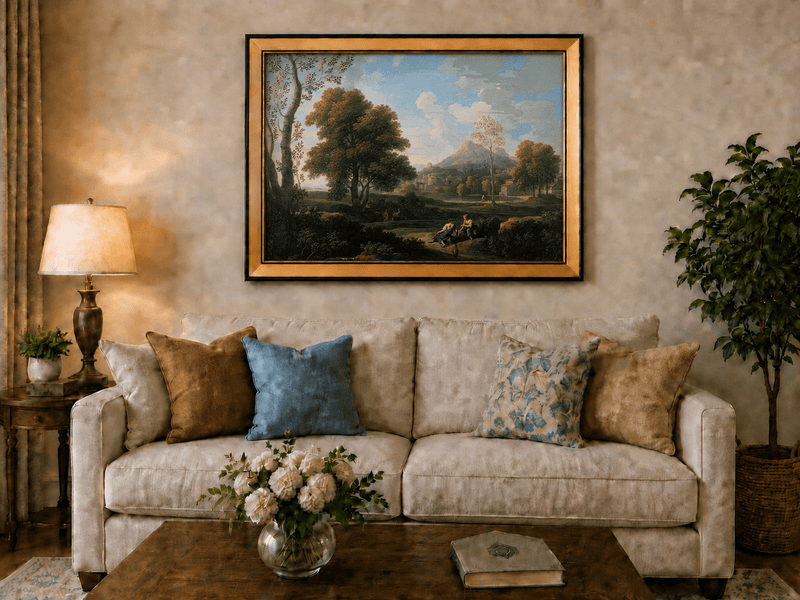 Landscape Oil Painting - Classical Mountain Village Landscape