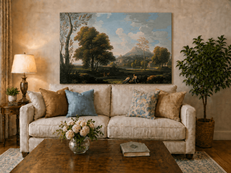 Landscape Oil Painting - Classical Mountain Village Landscape