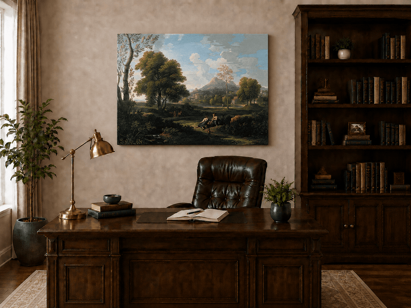 Landscape Oil Painting - Classical Mountain Village Landscape