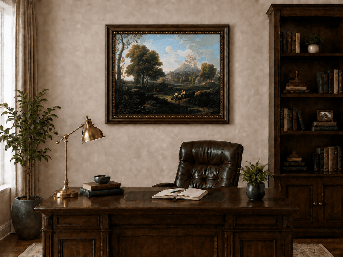 Landscape Oil Painting - Classical Mountain Village Landscape