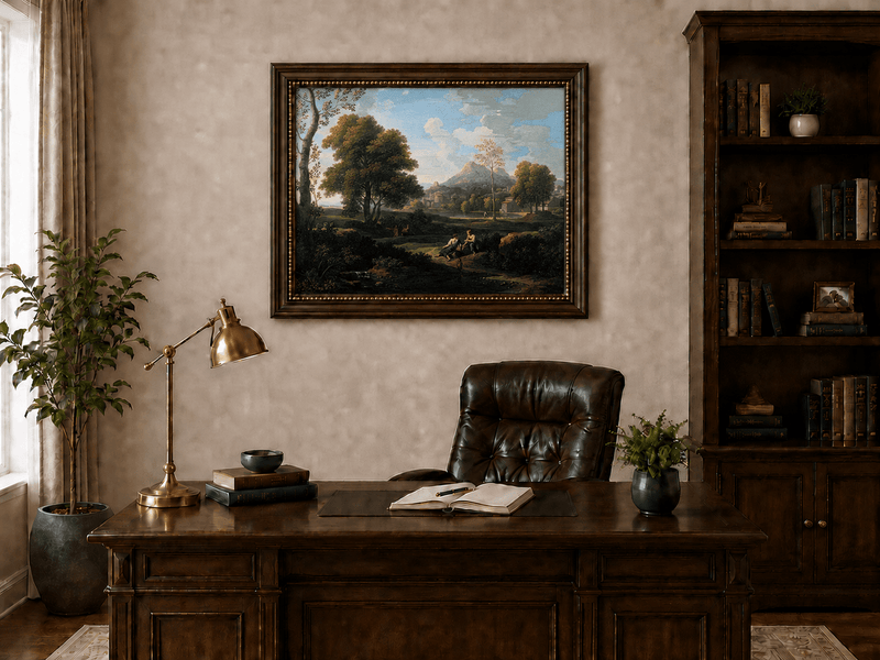 Landscape Oil Painting - Classical Mountain Village Landscape