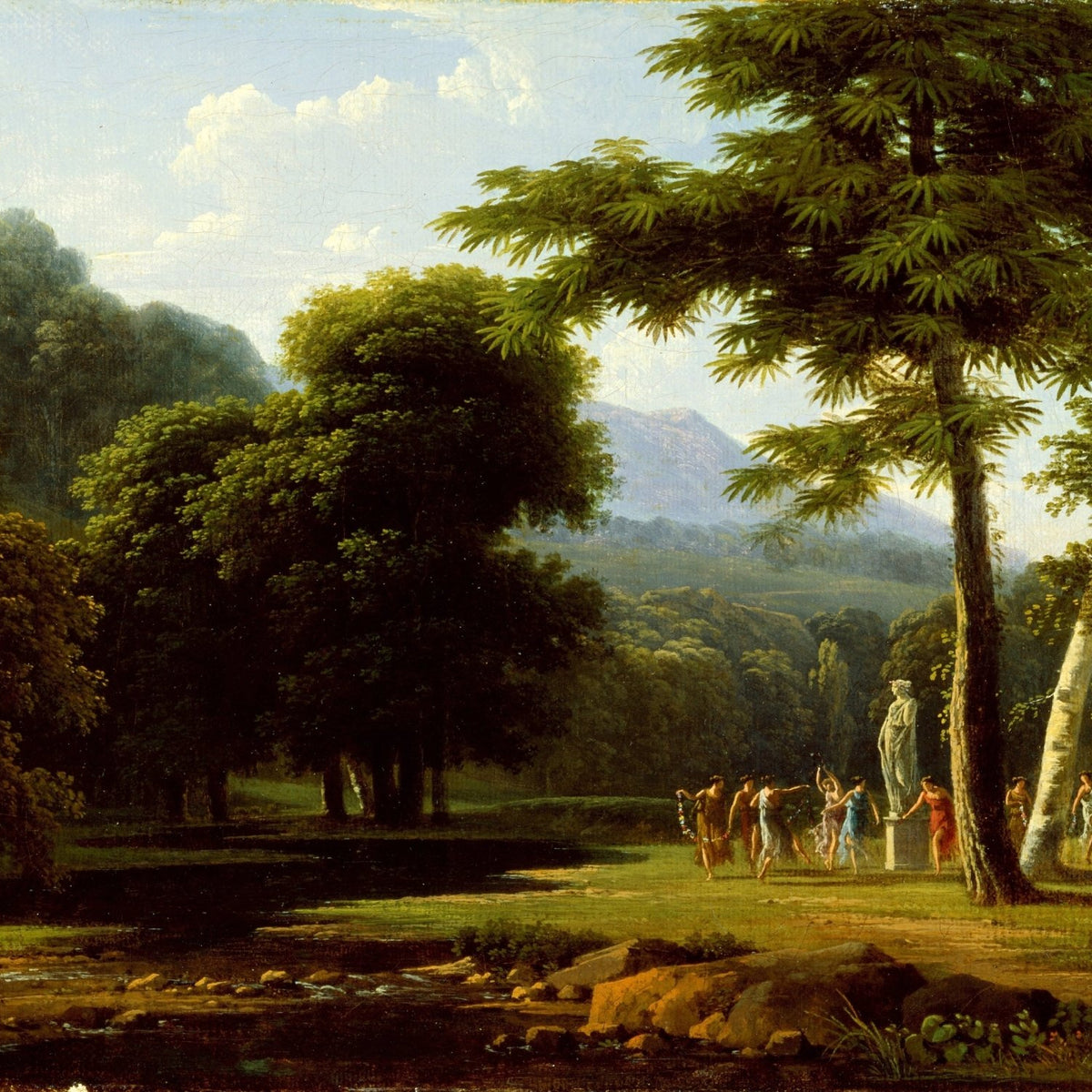 Landscape Oil Painting - Classical Park Scene with Figures - Oil Painting Haven
